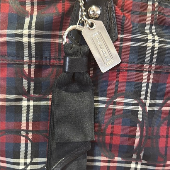 Coach Red Poppy Tartan Plaid Hand Bag - Picture 4 of 7